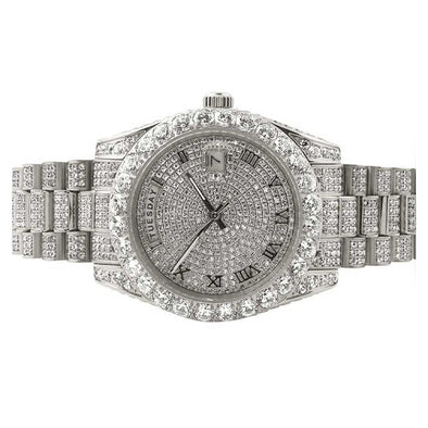 Luxury Watch - 14K White Gold 35mm Iced Out Luxury Men - Luxury Diamond Watch