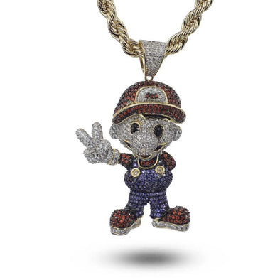 Mario Bros Gold Pendant - Gold Character Unisex - Gaming Pendant Necklace