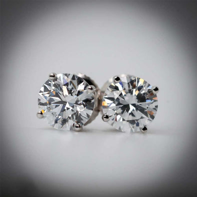 Diamond Stud Earrings - 10K Gold 1 CTW Lab Created Women - Lab Diamond Stud Earrings