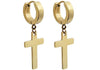 Dangling Cross Hoop Earrings | With 14k Gold Plated Stainless Steel Cross