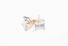 Solitaire Square Shaped Gold Studs .925