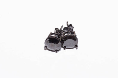 Solitaire Round Shaped Black Studs .925