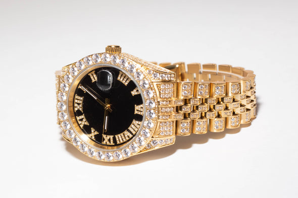 14K Gold Iced Out Luxury Baron Watch