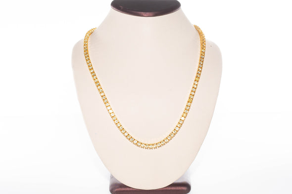 14K 4mm Iced Out Flooded TENNIS Necklace Gold