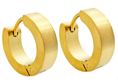 14K Yellow Gold Coated Stainless Steel Hoop Earrings