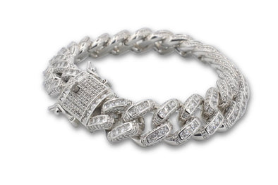 Flooded Diamond Baguettes 14K White Gold Bracelet(12mm)