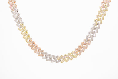 Iced Out  Diamond Cuban Necklace | Trio Color Chain