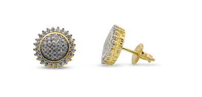 Sunflower Exotic Round Pave .925 Earrings