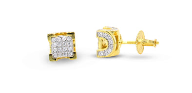 3D Square with Horseshoe Design .925 Earrings