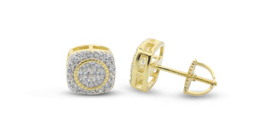 Dual frame Square and Circular 3D .925 Earrings