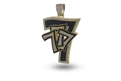 14K Number Seven Iced out Pendent