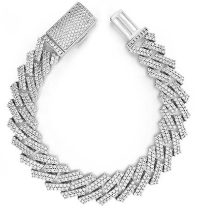 14K Miami Cuban Diamond Bracelet | White Gold